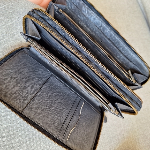NWT Coach F23334 Crossgrain Leather Double Zip Travel Wallet Midnight - Picture 9 of 11